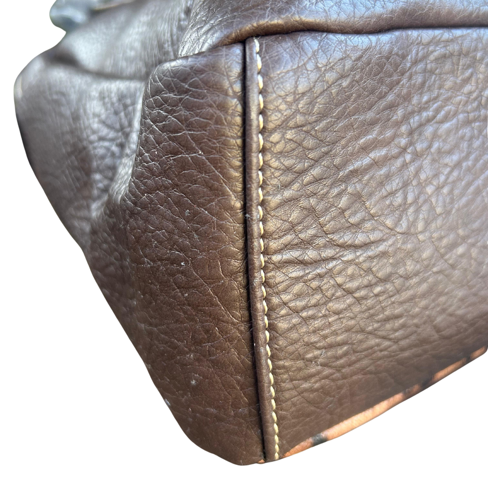 Cotton Road Handbag: COFFEE BROWN PU Leather with Leopard Print