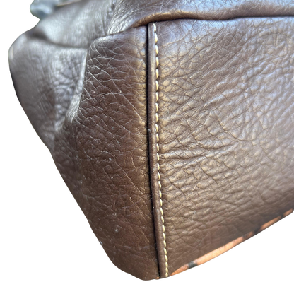 Cotton Road Handbag: COFFEE BROWN PU Leather with Leopard Print