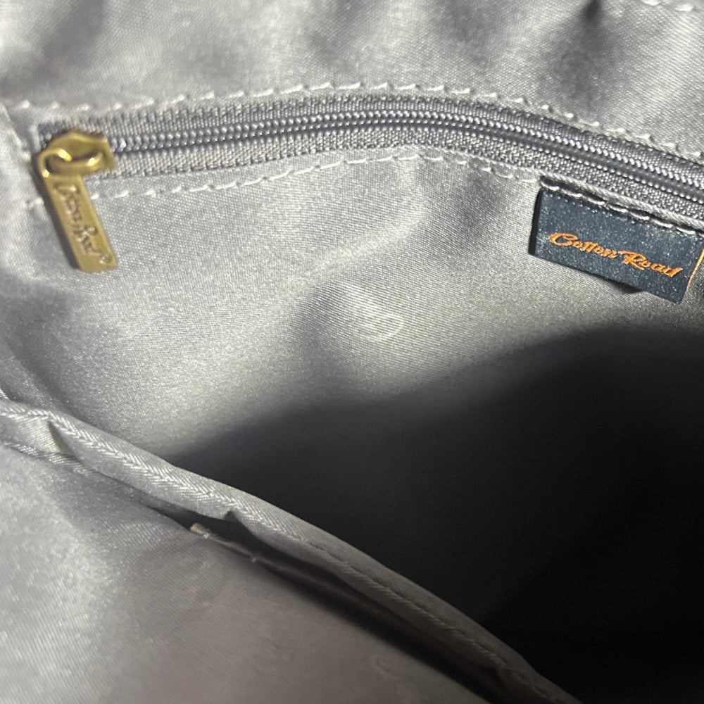 Cotton Road Handbag: BLACK CANVAS with Leather Trim Handbag and added Sling Strap INSIDE POCKET