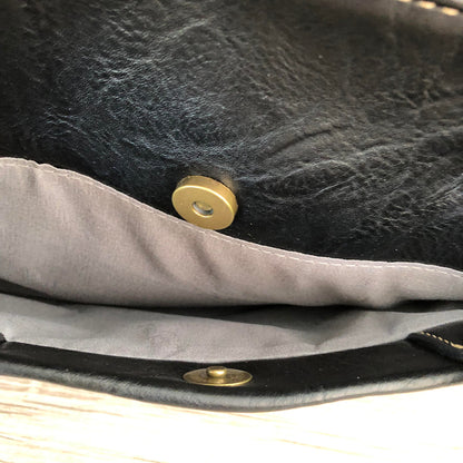 Cotton Road black PU leather handbag clasp view