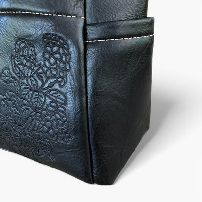 Cotton Road black PU leather handbag detailing view