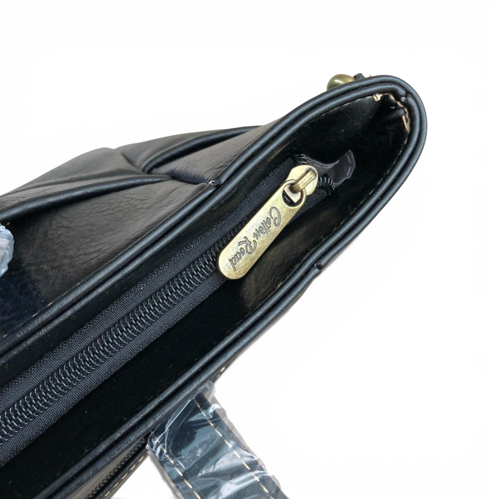 Cotton Road black PU leather handbag zipper view