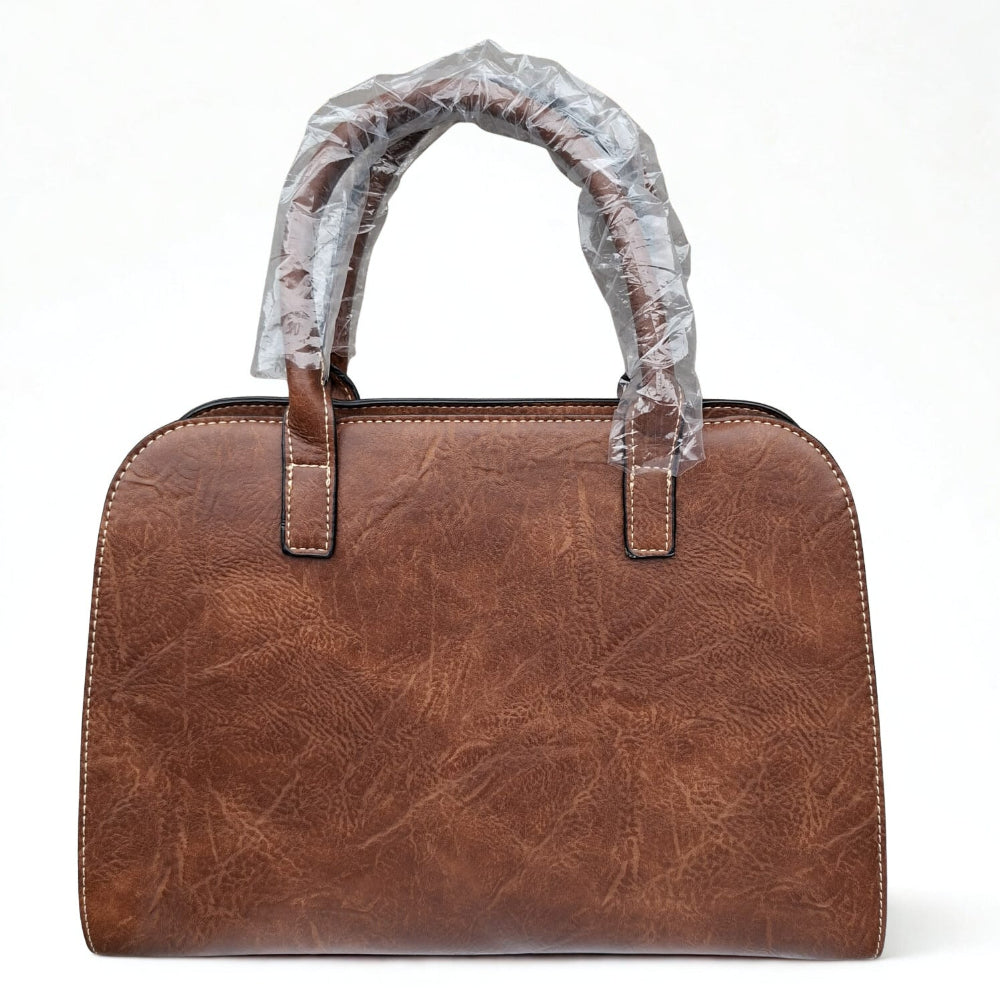 COTTON ROAD HANDBAG: BROWN MEDIUM PU LEATHER CLASSIC HANDBAG WITH SLING