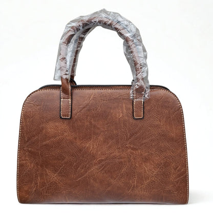 COTTON ROAD HANDBAG: BROWN MEDIUM PU LEATHER CLASSIC HANDBAG WITH SLING