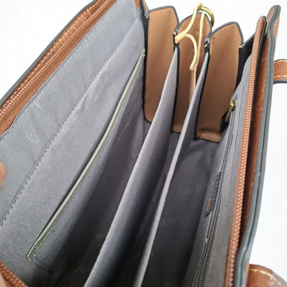 COTTON ROAD HANDBAG: BROWN MEDIUM PU LEATHER CLASSIC HANDBAG WITH SLING