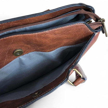 Cotton Road Handbag: BROWN PU Leather Handbag with PROTEA