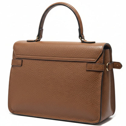 Cotton Road Handbag: BROWN PU Soft Leather Medium Handbag with BRANDED sling BACK VIEW