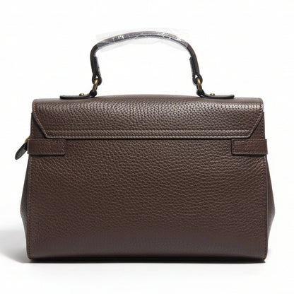 Cotton Road Handbag: COFFEE BROWN PU Soft Leather Medium Handbag with BRANDED sling BACK