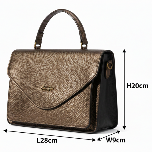 Cotton Road Handbag: COFFEE BROWN PU Soft Leather Medium Handbag with BRANDED sling SIZED