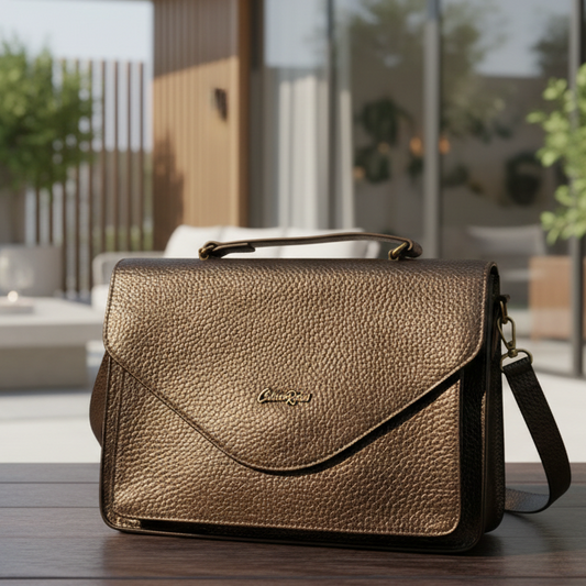 Cotton Road Handbag: COFFEE BROWN PU Soft Leather Medium Handbag with BRANDED sling LIFESTYLE