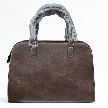 COTTON ROAD HANDBAG: COFFEE MEDIUM PU LEATHER CLASSIC HANDBAG WITH SLING