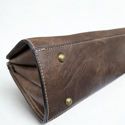 COTTON ROAD HANDBAG: COFFEE MEDIUM PU LEATHER CLASSIC HANDBAG WITH SLING