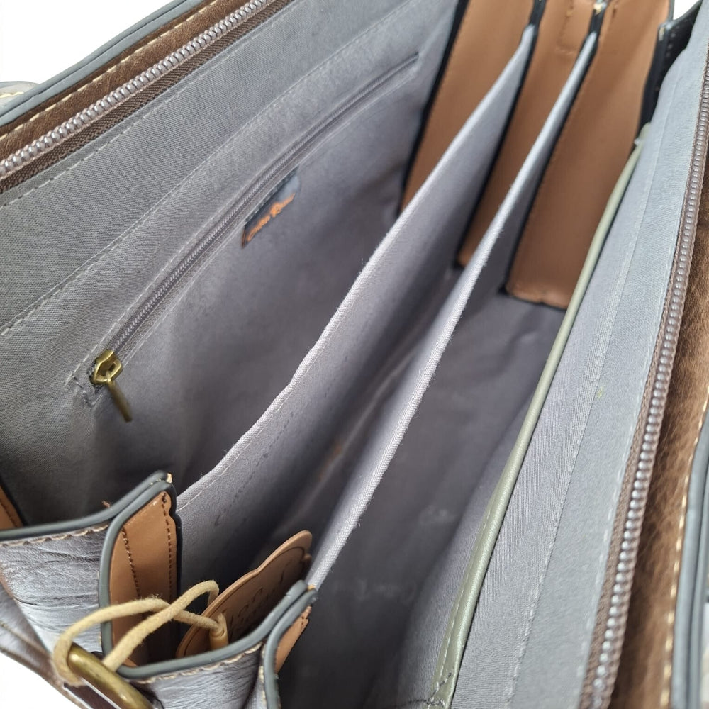 COTTON ROAD HANDBAG: COFFEE MEDIUM PU LEATHER CLASSIC HANDBAG WITH SLING