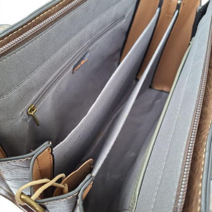 COTTON ROAD HANDBAG: COFFEE MEDIUM PU LEATHER CLASSIC HANDBAG WITH SLING