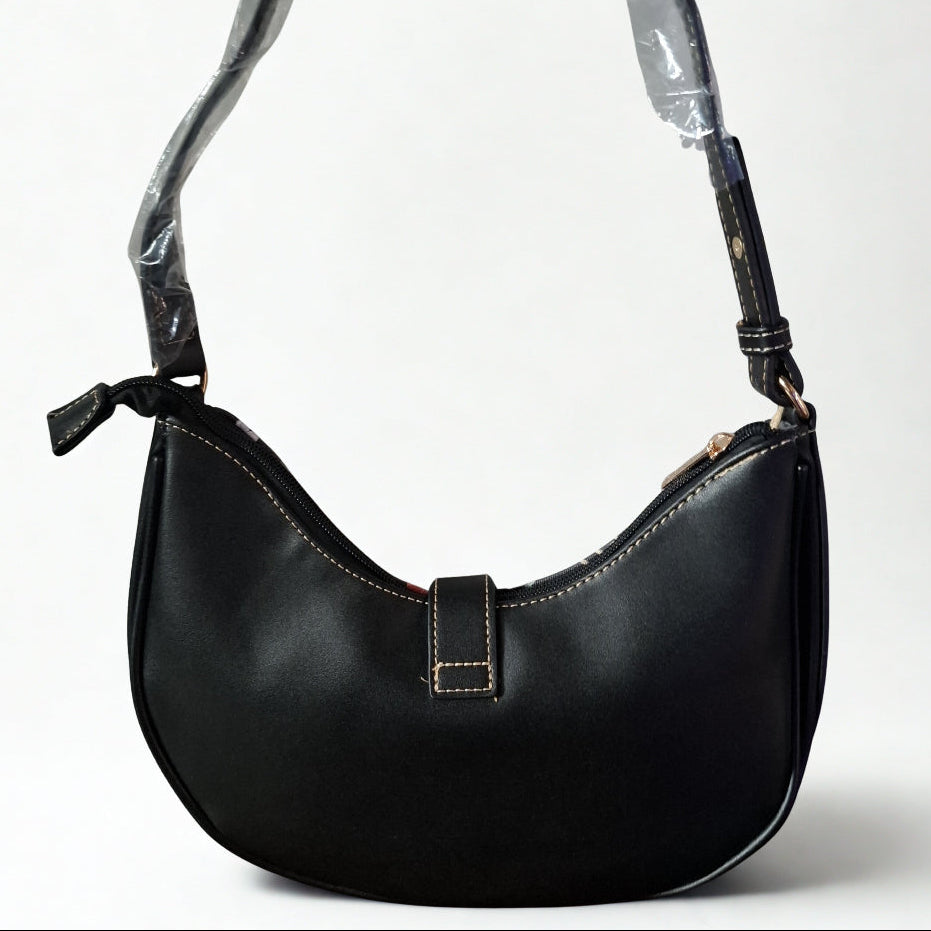 Cotton Road Handbag: Floral Small Black PU Leather handbag