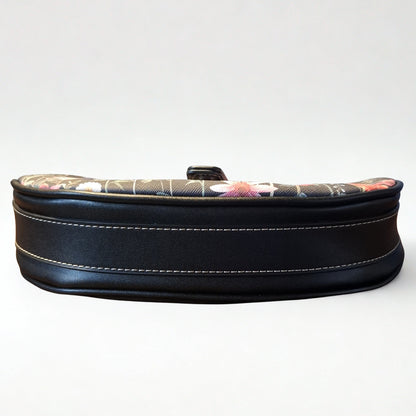 Cotton Road Handbag: Floral Small Black PU Leather handbag