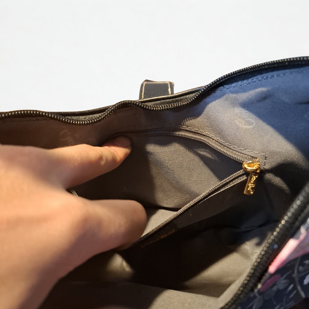 Cotton Road Handbag: Floral Small Black PU Leather handbag