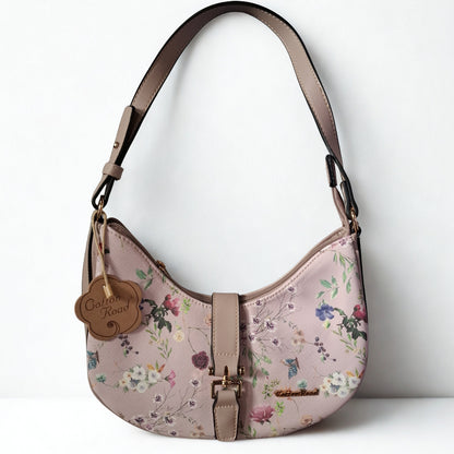 Cotton Road Handbag: Floral Small Pink PU Leather handbag