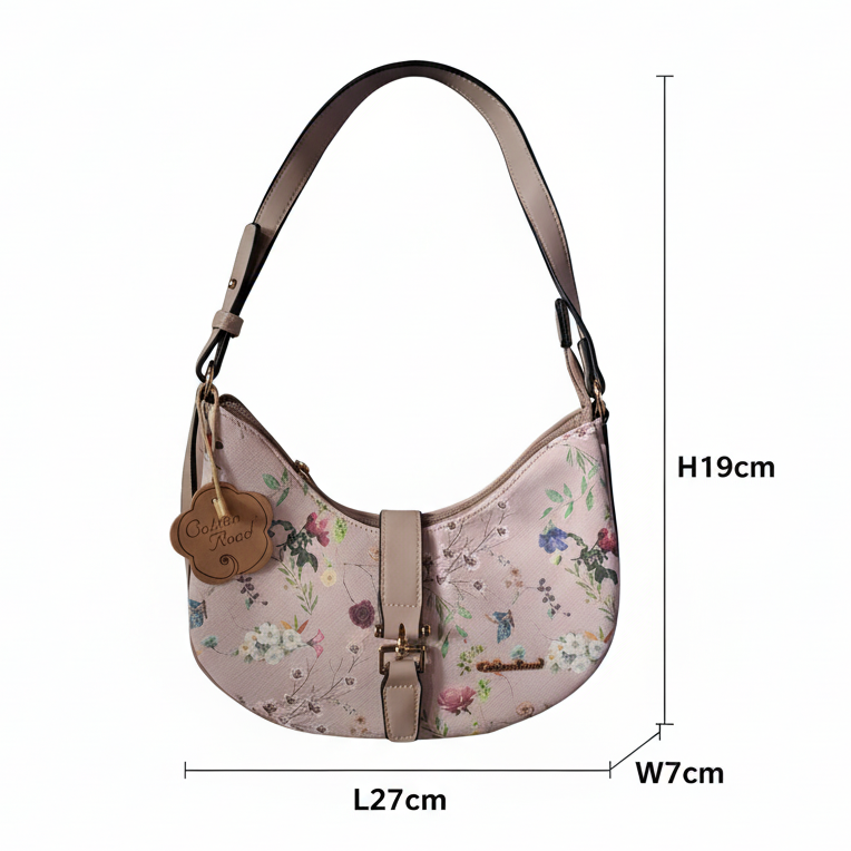 Cotton Road Handbag: Floral Small Pink PU Leather handbag