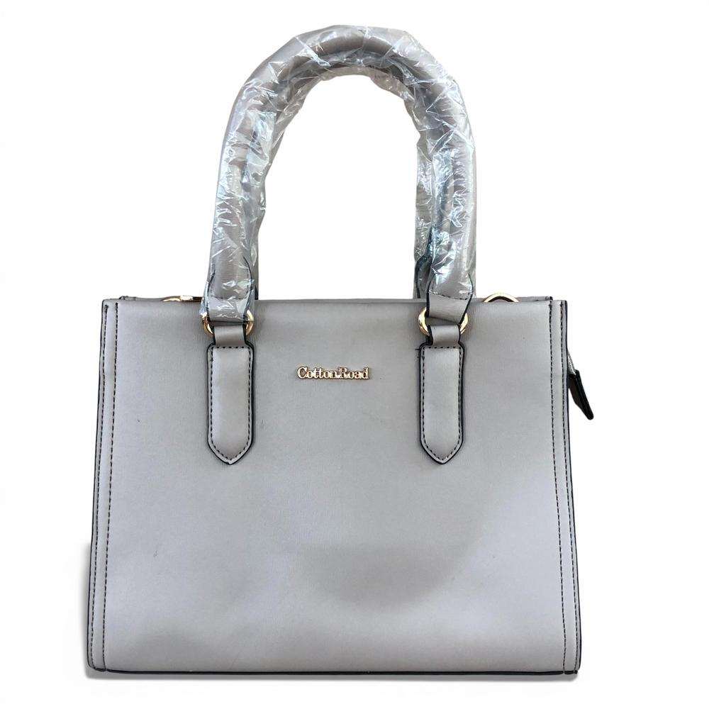 Cotton Road Handbag: KHAKI PU Leather Bag with Divider