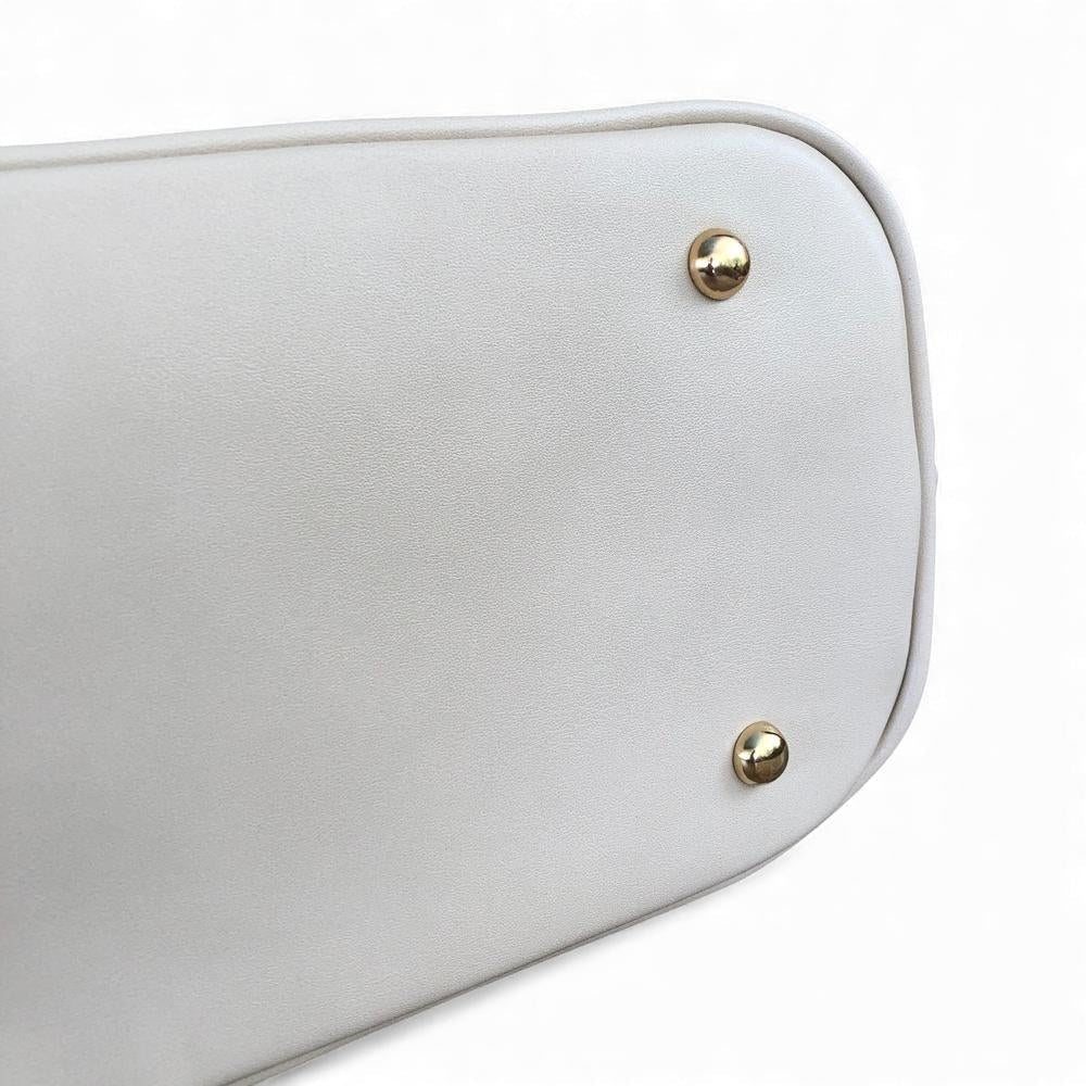 Cotton Road Handbag: LARGE IVORY PU Leather Tote Bag with COUCHETTE