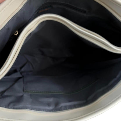 Cotton Road Handbag: LARGE IVORY PU Leather Tote Bag with COUCHETTE