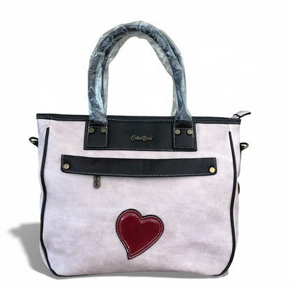 Cotton Road pale pink PU leather handbag front view