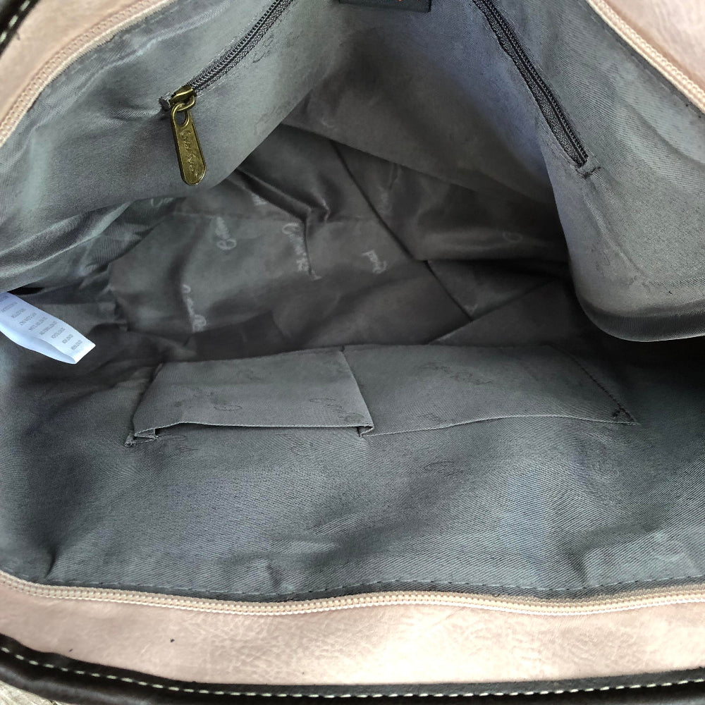 Cotton Road pale pink PU leather handbag open view