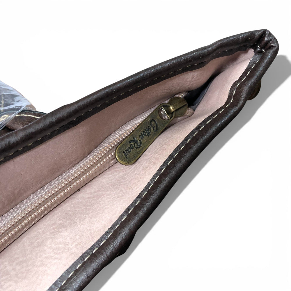 Cotton Road pale pink PU leather handbag zipper view