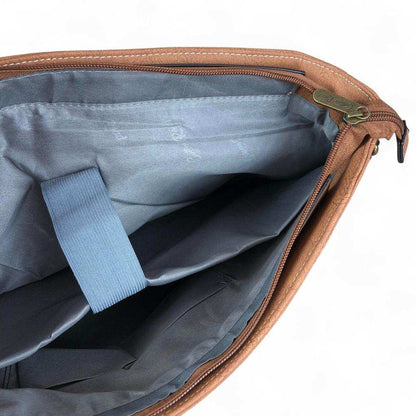 Cotton Road Laptop Bag: BROWN PU Leather 15'6 Laptop Bag with STRAP detailing