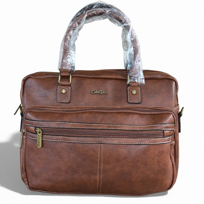 Cotton Road Laptop Bag: BROWN PU Leather Laptop Bag