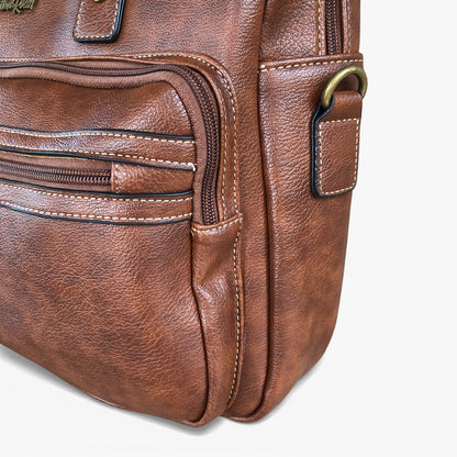 Cotton Road Laptop Bag: BROWN PU Leather Laptop Bag