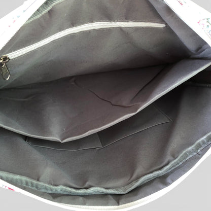 Cotton Road grey canvas laptop bag open