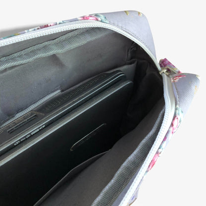 Cotton Road grey canvas laptop bag and matching sleeve zipped open