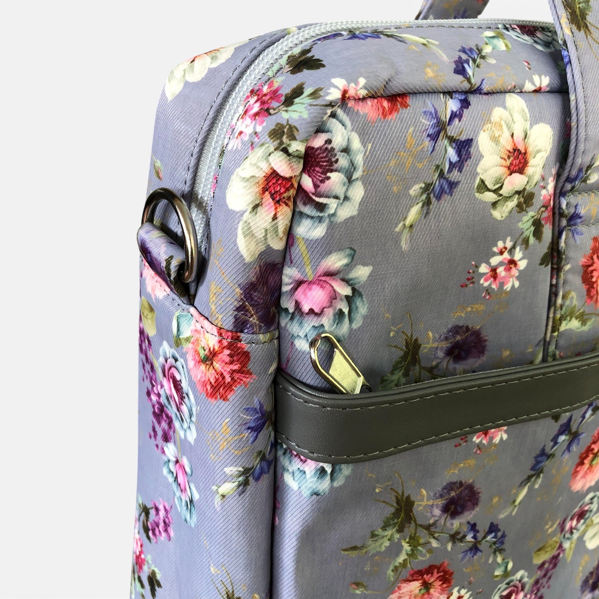 Cotton Road grey canvas laptop bag side view