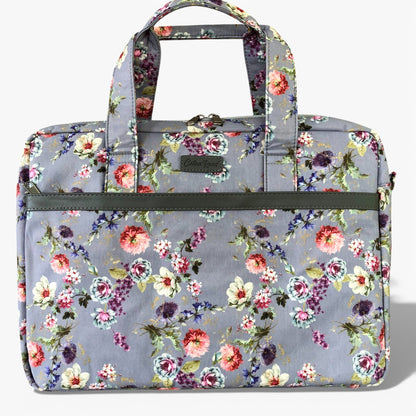 Cotton Road grey canvas laptop bag front view