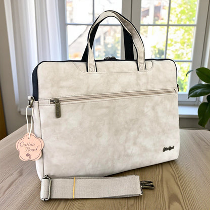 Cotton Road Laptop Bag: KHAKI PU Leather 15'6 Padded Laptop Bag / Carry Sleeve