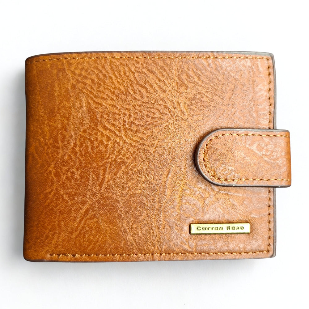 Cotton Road Men's Wallet: KHAKI /TAN WALLET WITH CLIP FRONT
