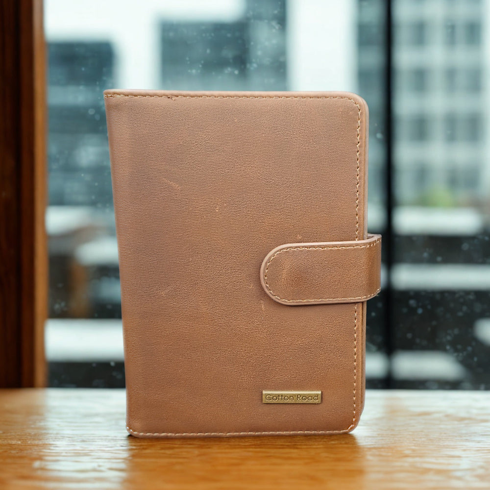 Cotton Road Passport Holder: BROWN PU Leather Passport Holder