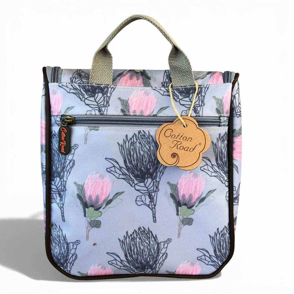 Cotton Road matching combo travel set with protea floral print weekender and vanity bag