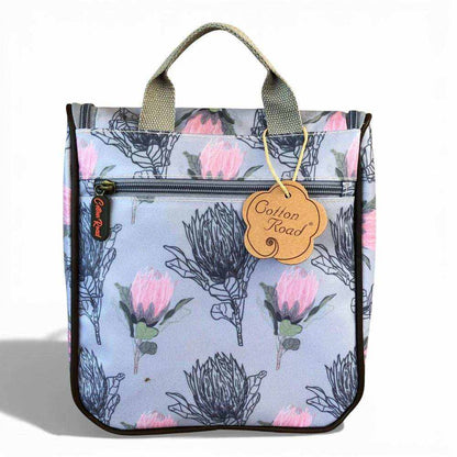 Cotton Road matching combo travel set with protea floral print weekender and vanity bag