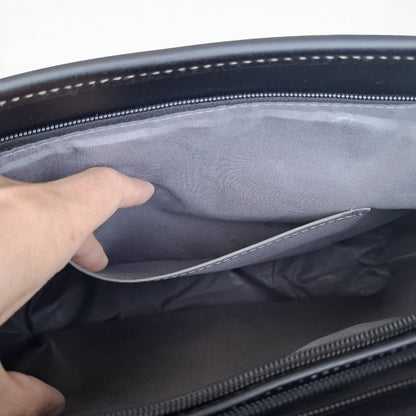 Cotton Road Shopper Bag: LARGE BLACK FLORAL PU Leather Bag with couchette