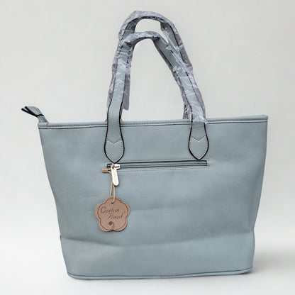 Cotton Road Shopper Bag: LARGE GREEN FLORAL PU Leather Tote Bag with COUCHETTE