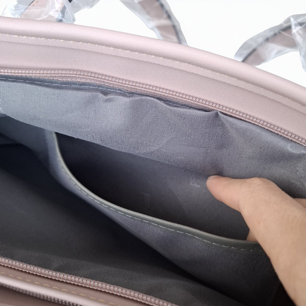 Cotton Road Shopper Bag: LARGE PINK FLORAL PU Leather Tote Bag with couchette