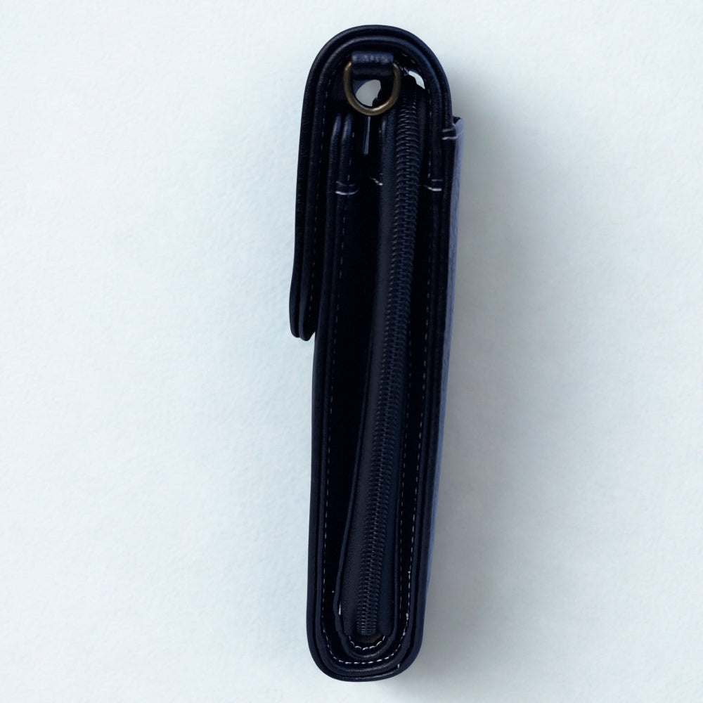 Cotton Road Sling Bag: BLACK PU Leather Mini Sling Bag