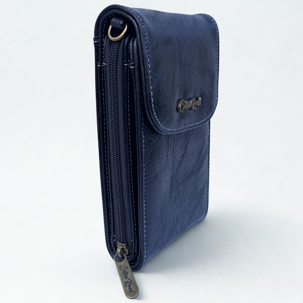 Cotton Road Sling Bag: BLACK PU Leather Mini Sling Bag