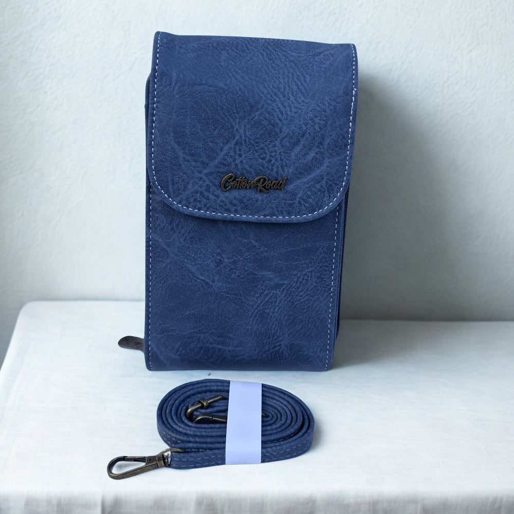 BLUE PU Leather Mini Sling Bag