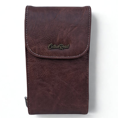 Cotton Road Sling Bag: BROWN PU Leather Mini Sling Bag