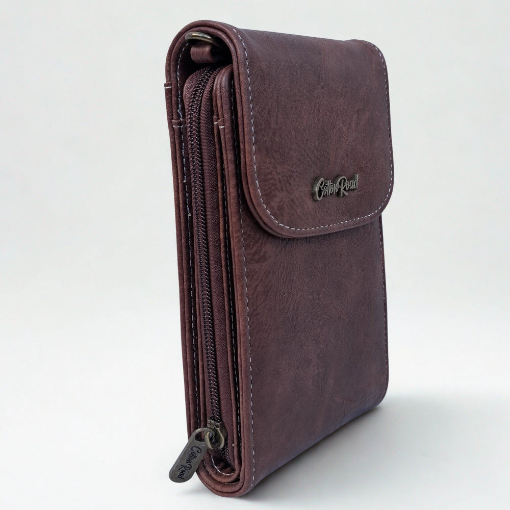 Cotton Road Sling Bag: BROWN PU Leather Mini Sling Bag