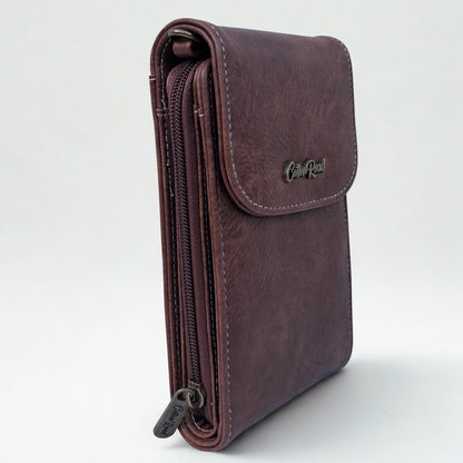 Cotton Road Sling Bag: BROWN PU Leather Mini Sling Bag